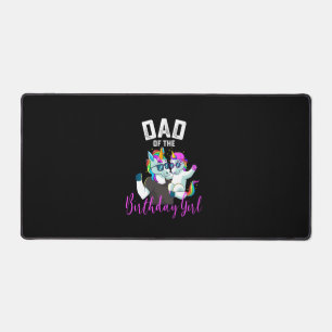 Dad of the Birthday Girl Unicorn Birthday Family F Desk Mat