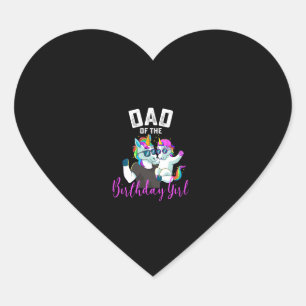 Dad of the Birthday Girl Unicorn Birthday Family F Heart Sticker