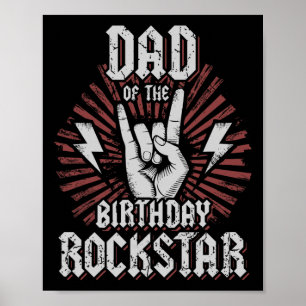 Dad Of The Birthday Rockstar Matching Rocker Rock Poster