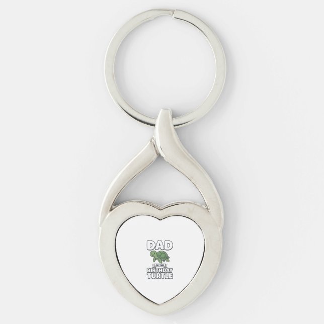 Dad of the Birthday Turtle Funny Turtle Dad Design Key Ring (Front)