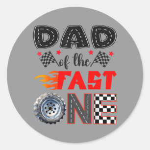 Dad Of The Fast One Racing Car 1st Birthday Boy Classic Round Sticker