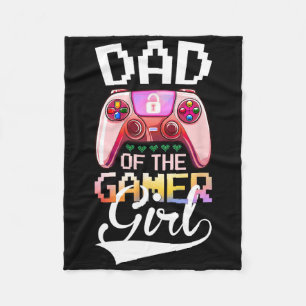 Dad Of The Gamer Girl Matching Video Game Birthday Fleece Blanket
