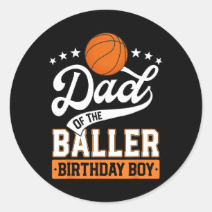 Dad Of The Ller Birthday Boy Sketll Themed Party Classic Round Sticker