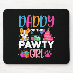 Dad Of The Pawty Girl Corgi Dog Family Birthday Ma Mouse Mat