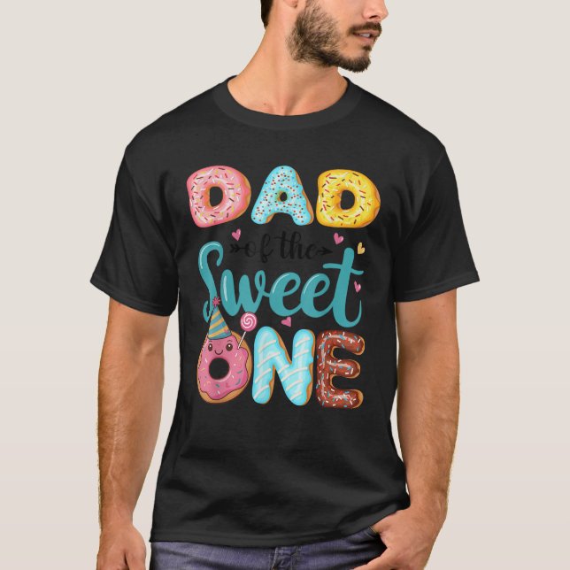 Dad Of The Sweet One 1st Birthday Girl Doughnut Pa T-Shirt (Front)