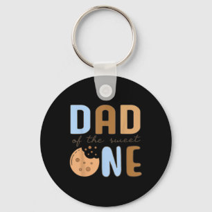 Dad Of The Sweet One Cookies And Milk 1st Birthday Key Ring