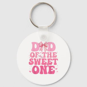 Dad Of The Sweet One Coquette Bow 1st Birthday Gir Key Ring