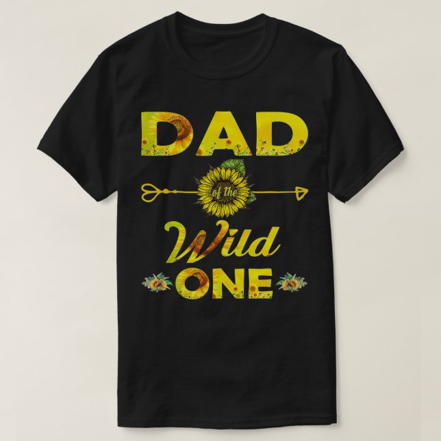 Dad Of The Wild One1St Birthday Sunflower Outfit  T-Shirt (Design Front)