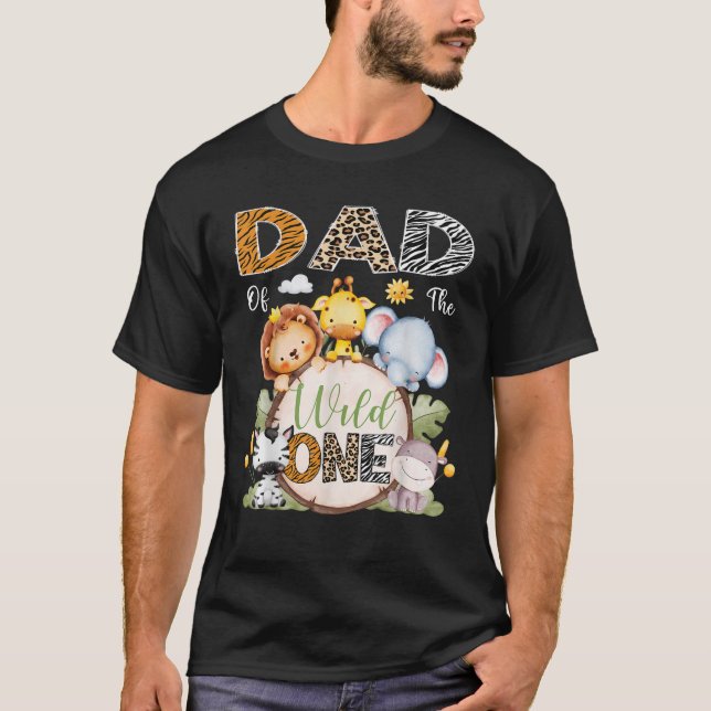 Dad Of The Wild One 1St Birthday Boy Safari Jungle T-Shirt (Front)