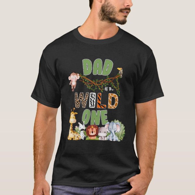 Dad Of The Wild One 1st Birthday Safari Family  T-Shirt (Front)
