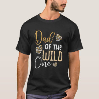 Dad OF THE WILD ONE First Birthday Leopard Heart M T-Shirt