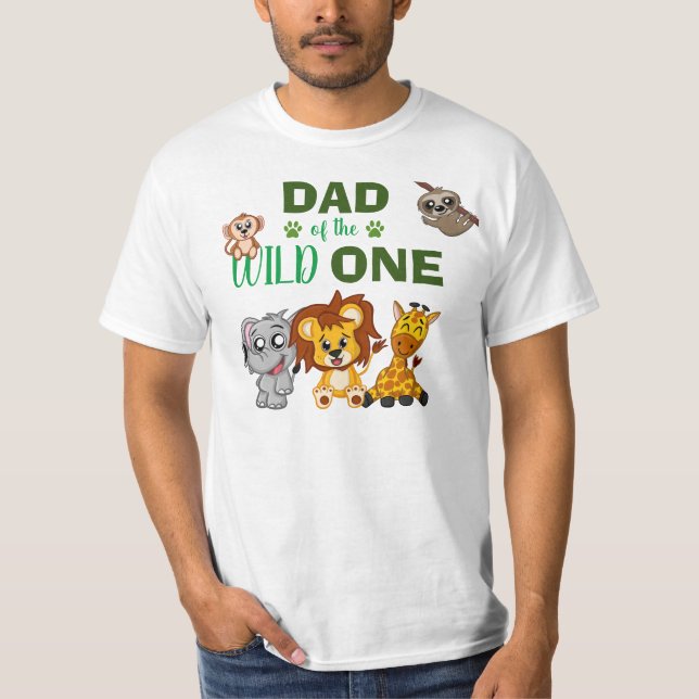 Dad of the Wild One Jungle Safari 1st Birthday T-Shirt (Front)