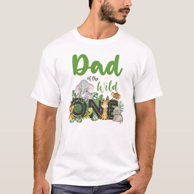 Dad of the Wild One Jungle Safari Zoo Animals  T-Shirt (Front)