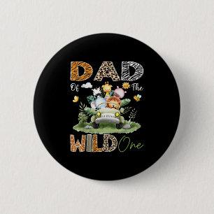 Dad Of The Wild One Safari Truck 1st Birthday Boy 6 Cm Round Badge