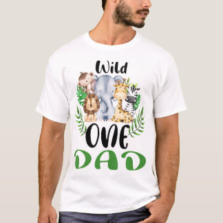 Dad of The Wild One Zoo Birthday Safari Jungle Ani T-Shirt