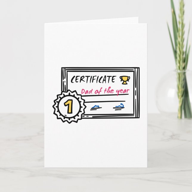 Dad of the Year certificate father's day Award Card (Front)