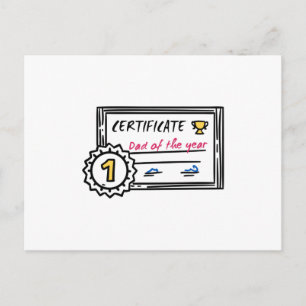 Dad of the Year certificate father's day Award Postcard