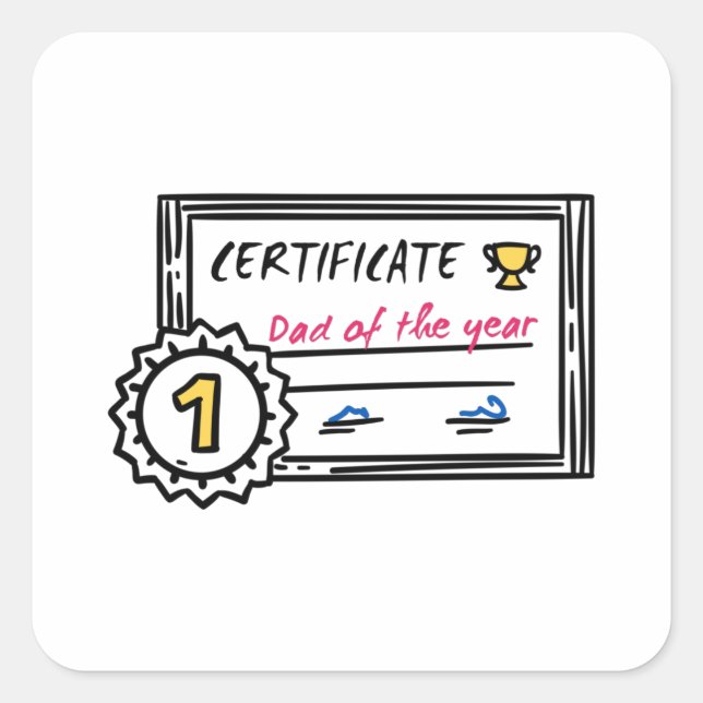 Dad of the Year certificate father's day Award Square Sticker (Front)