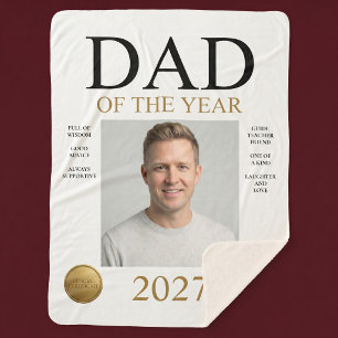 Dad Of The Year Photo (White Only) Sherpa Blanket