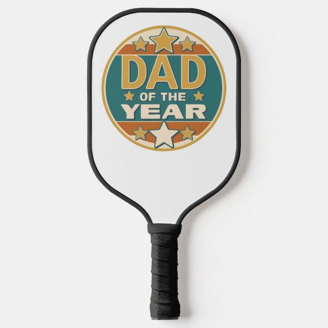 Dad of the Year Retro Badge – Father’s Day Gift Pickleball Paddle (Front)