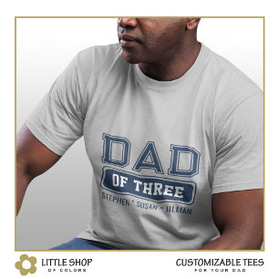 Dad of Three Varsity Style Customisable T-Shirt