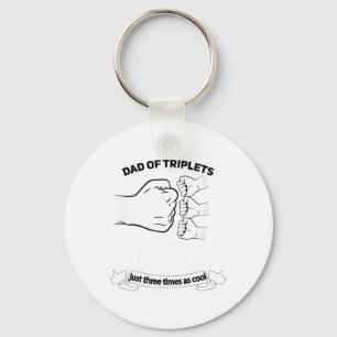Dad Of Triplets Announcement Fathers Day Daddy Tri Key Ring
