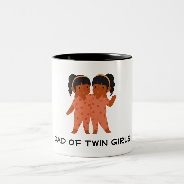 Dad of Twin Girls Two-Tone Coffee Mug (Center)
