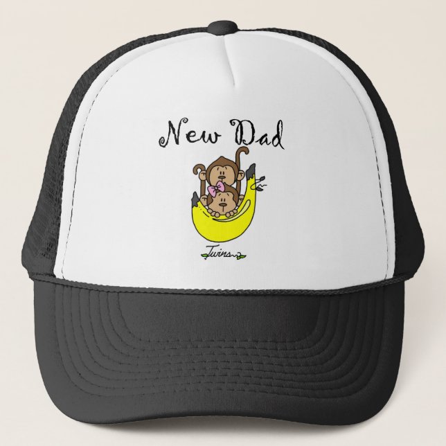 Dad of Twins Boy and Girl Tshirts and Gifts Trucker Hat (Front)