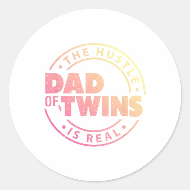 Dad Of Twins Funny New Dad To Be Tired Love Proud  Classic Round Sticker (Front)