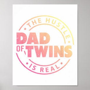 Dad Of Twins Funny New Dad To Be Tired Love Proud  Poster