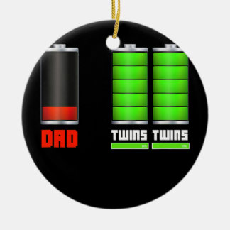 Dad Of Twins Low Battery Funny Design  Ceramic Tree Decoration