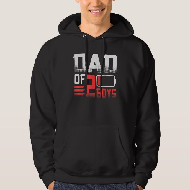 Dad Of Two 2 Boys Low Battery Daddy Hoodie (Front)