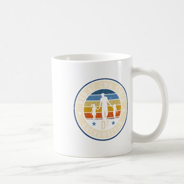 Dad Of Two Girls Outnumbered D2 Squared Fathers Da Coffee Mug (Right)