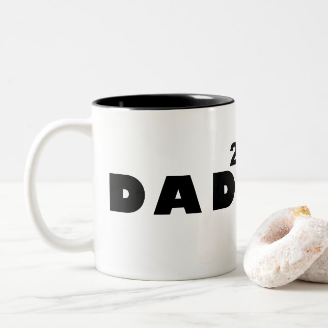 dad of two Two-Tone coffee mug (With Donut)