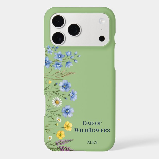 Dad of Wildflowers Floral Sage Green Custom Name (Back)