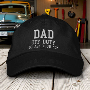 Dad Off Duty Simple Modern Typography Custom Embroidered Hat