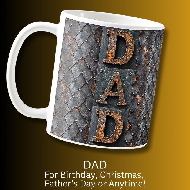 Dad on Rusted Metal, Father's Day Birthday Gift Coffee Mug (Creator Uploaded)