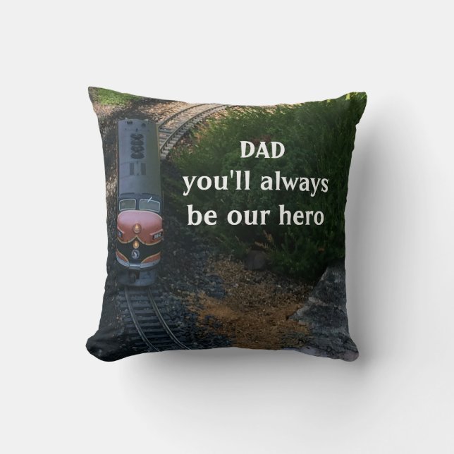 Dad Our Hero With Train Cushion (Front)