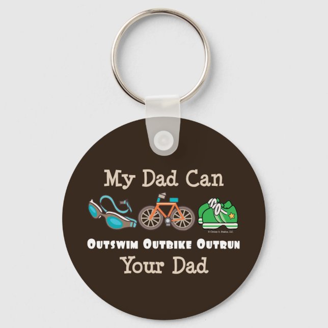 Dad Outswim Outbike Outrun Triathlon Key Chain (Front)