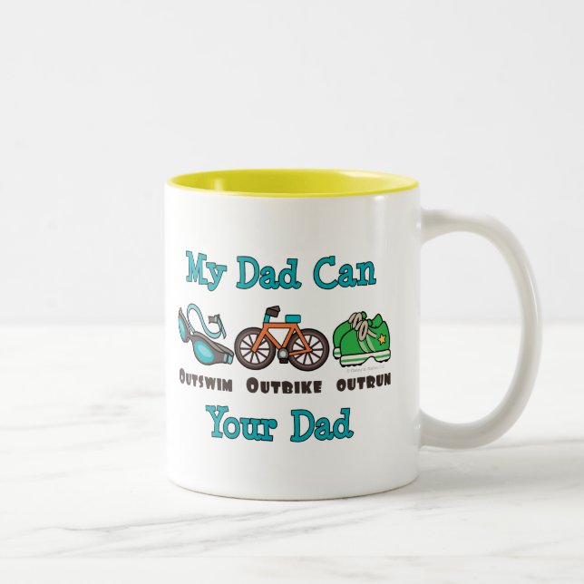 Dad Outswim Outbike Outrun Triathlon Mug (Right)