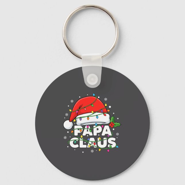 Dad Papa Claus Christmas Lights Family Matching Lo Key Ring (Front)