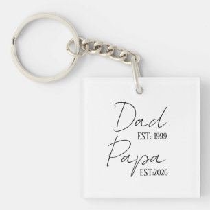 Dad & Papa EST Personalised New Grandpa Gift Key Ring