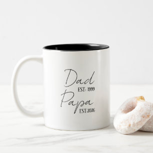 Dad & Papa EST Personalised New Grandpa Gift Two-Tone Coffee Mug