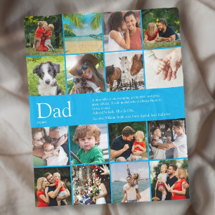 Dad Papa Father Definition 16 Photo Fun Sky Blue Fleece Blanket