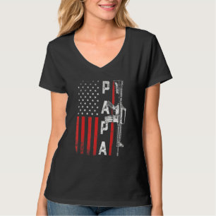 Dad Papa Gun Rights Ar 15 American Flag 4th Of Jul T-Shirt
