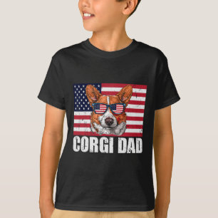 Dad Pembroke Welsh Corgi Us Flag Dog Lover 4th Of T-Shirt