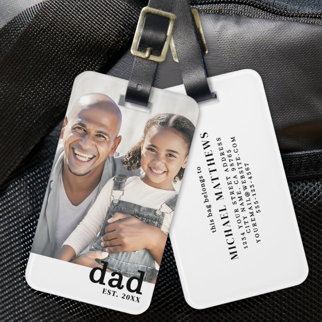 Dad Personalised Photo Luggage Tag (Dad Established Personalized Photo Luggage Tag)