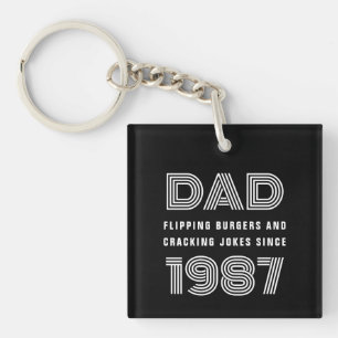 Dad Personalised Year Grill Master BBQ Black Key Ring