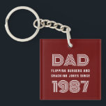 Dad Personalised Year Grill Master BBQ Red Key Ring<br><div class="desc">A perfect birthday gift or father's day gift for Dad,  the Grill Master: Flipping burgers and cracking jokes since   personalised year. Colours of this grill master key chain and the personalised text can be changed in the design tool if you like!</div>