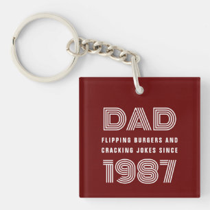 Dad Personalised Year Grill Master BBQ Red Key Ring